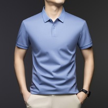 100%纯棉短袖T恤男士高级感夏季中年翻领半袖丝光棉体恤polo衫男