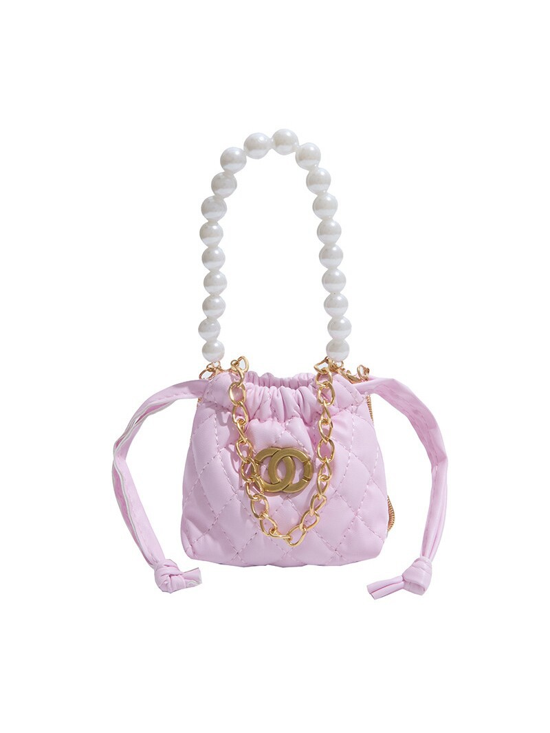 2026 nuevo niño cadena de perlas bolsos de diamante chicas moda mini bolsos de hombro caramelo princesa mochila