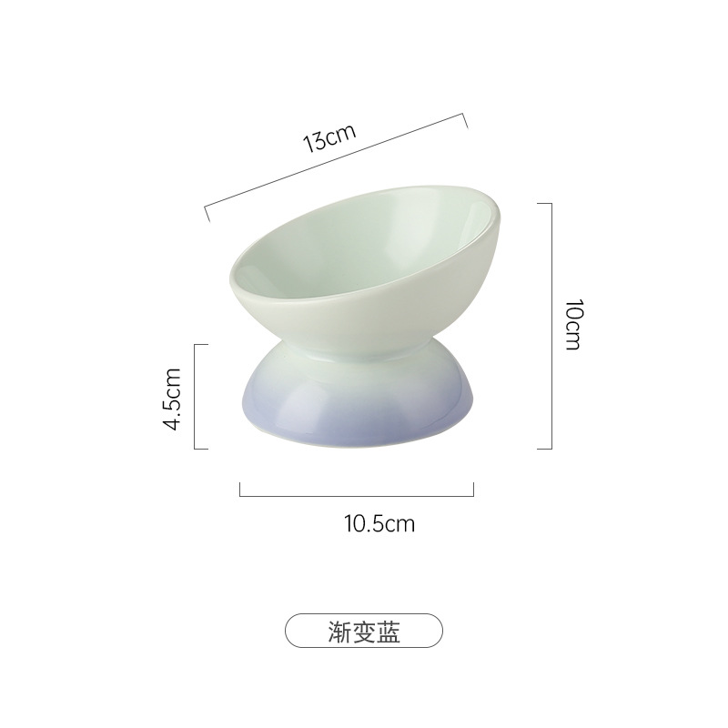 Cat Bowl tazón de cerámica para gatos tazón protector cervical columna oblicua tazón anti-negro barbilla tazón anti-golpe lindo tazón para mascotas tazón para gatos