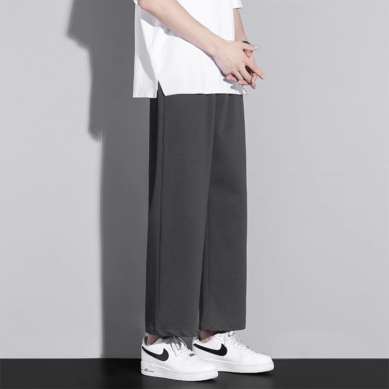 NASA Gray Pants Men's Spring and Autumn Summer New Loose Straight Cropped Sports Pants Boys Casual
