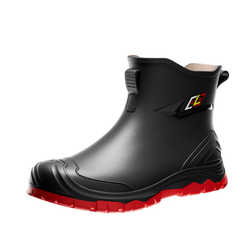 New Sliding and Wear-resistant Outdoor Trend Water Shoes 2024 New Men's Low-top Short Boots Waterproof Rain Boots