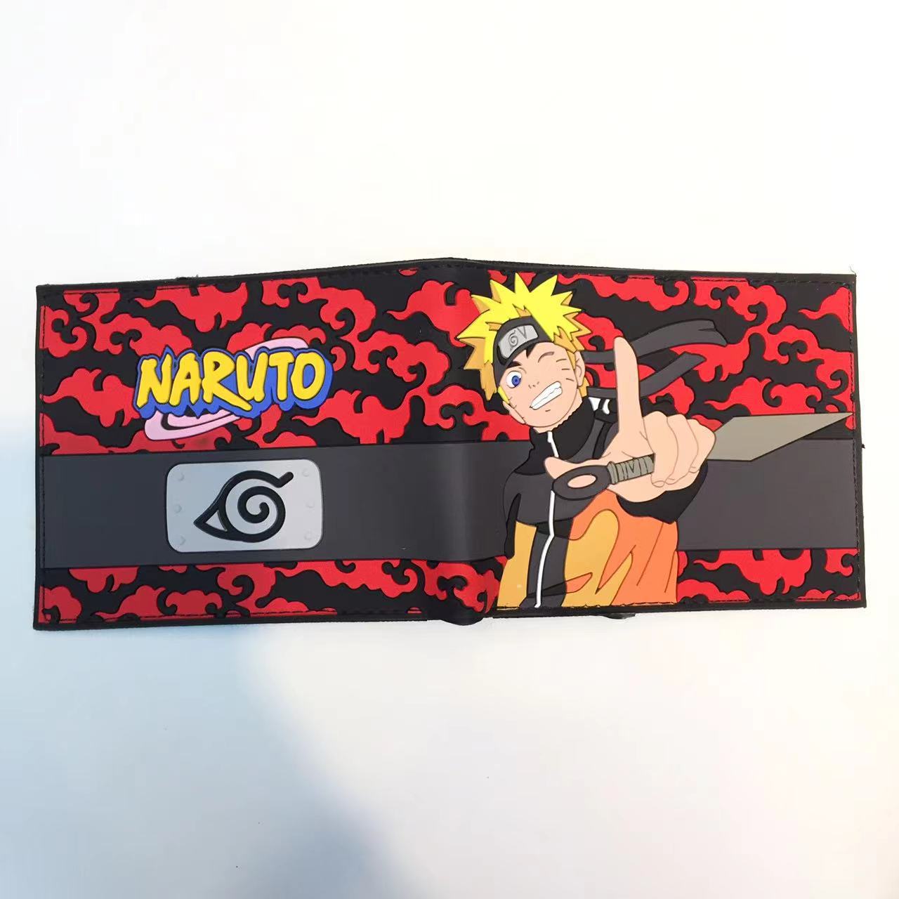 Naruto periferia billetera, Naruto Sasuke, cuatro generaciones de billetera roja, billetera corta, monedero de cambio de piel PU.
