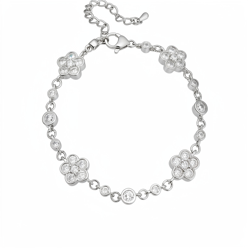 Pulsera de flores redondas de piedra de silicio ligera de lujo nicho pulsera de alta sensación temperamento simple joyas de moda al por mayor image 6