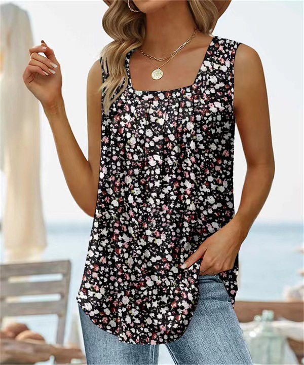 Daily Occasion Square Neck Neckline Women's Vest Tank Tops Printing Casual Printing