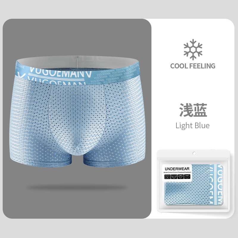 Ropa interior de seda de hielo de los hombres malla completa Boxer fresco shorts delgada transpirable hueco malla Boxer shorts al por mayor