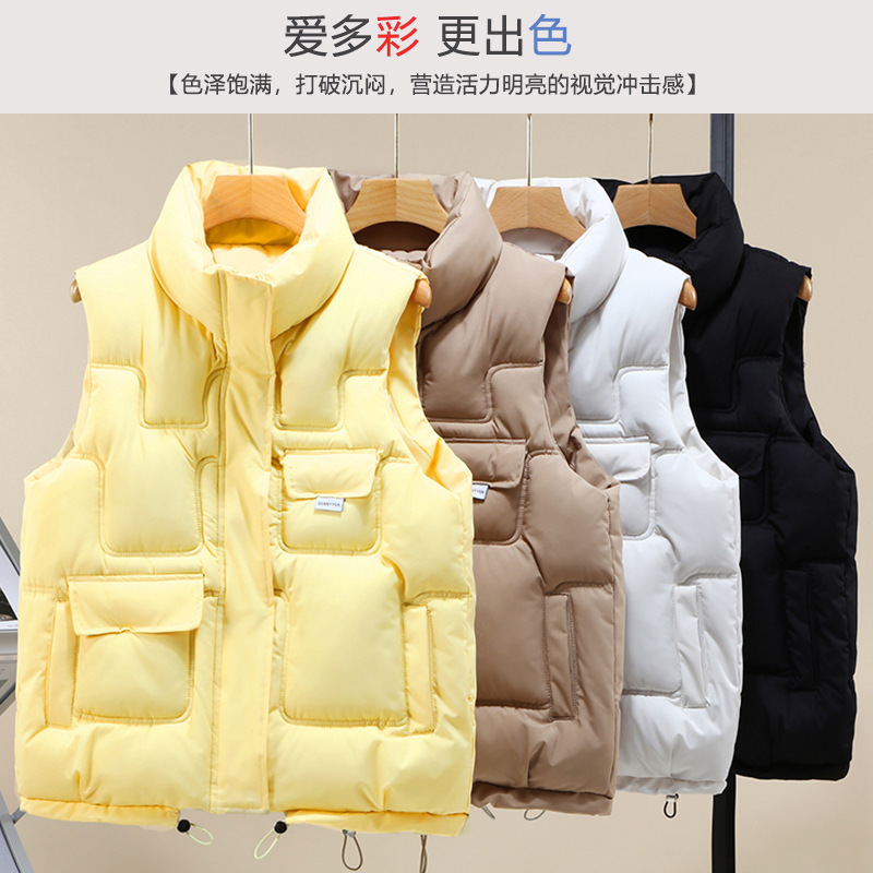 Chaleco de algodón de pluma para mujeres 2023 invierno nuevo chaleco de moda coreano chaleco con capuchón para usar fuera de la chaqueta de abrazadera de hombro caliente image 4