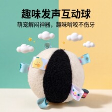 宠物毛绒发声玩具球耐撕耐咬狗狗玩具互动解闷磨牙七彩飘带宠物球