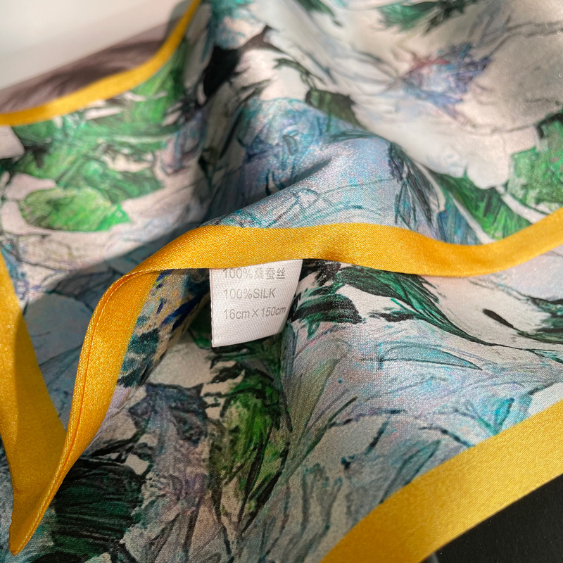 Silk universal green small scarf