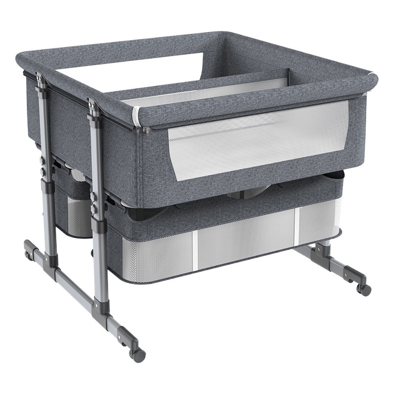 Doble portátil bebé cuna plegable altura ajuste costura Cama grande cuna cama BB