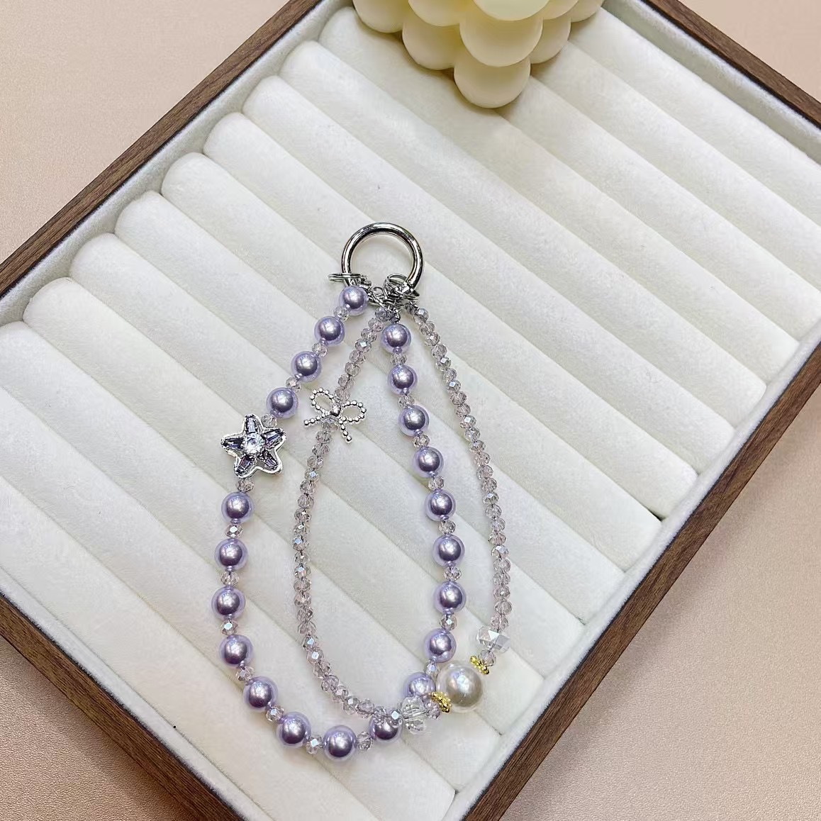 Cadena de teléfono móvil para mujer Creative ins moda teléfono móvil colgante bricolaje hecho a mano perla cristal diamantes de imitación cordón de doble cadena nuevo