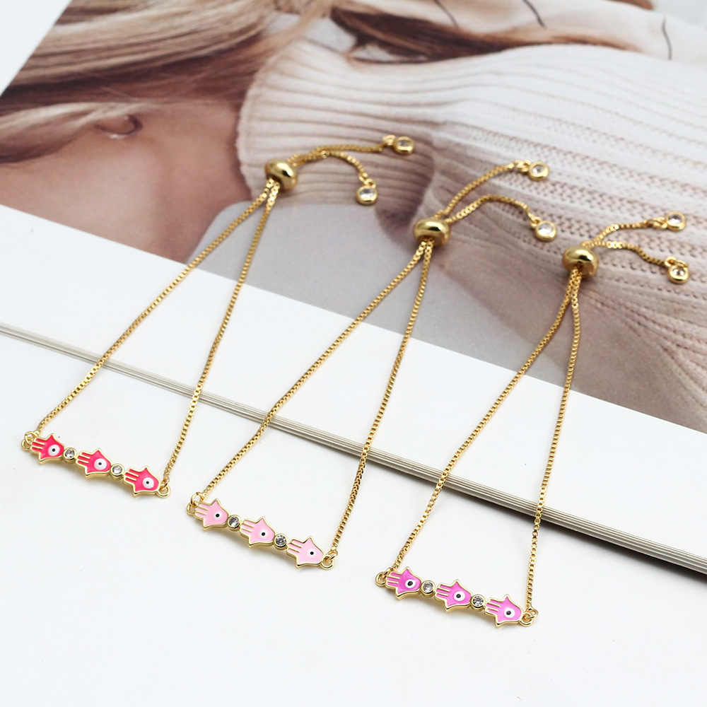 Fashion Devilu0027S Eye Palm Copper Inlay Zircon Bracelets 1 Piece