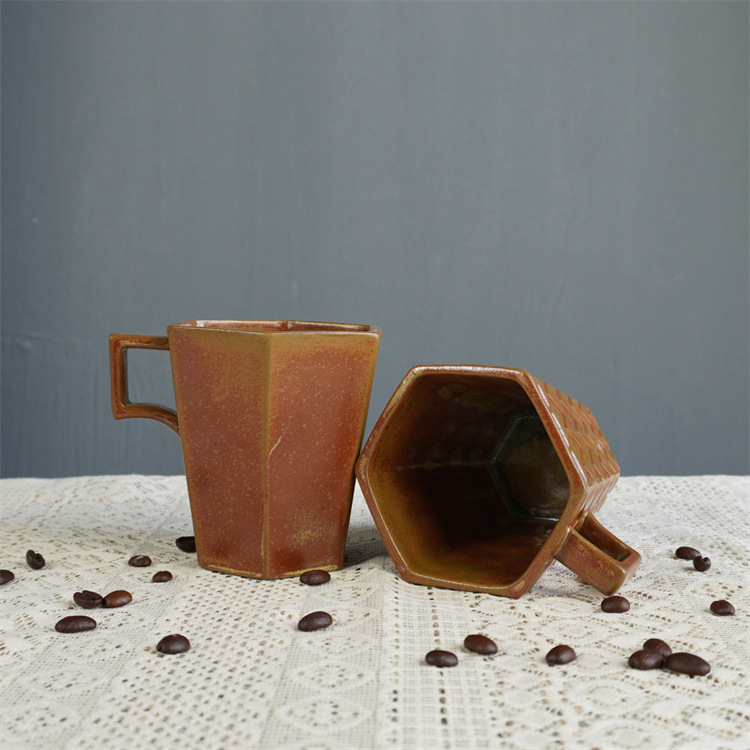 Keramik Vintage Kaffeetasse - Einzigartiger Töpferware Becher_voghion.com