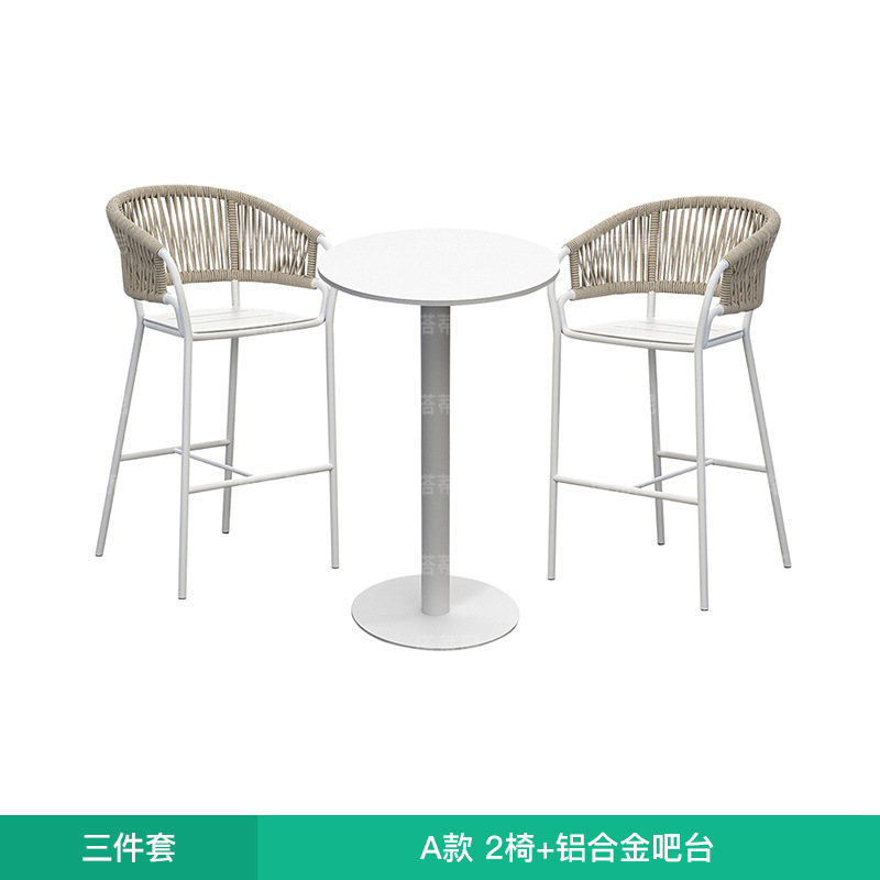 Conjunto de mesa de bar para jardín, patio o terraza, ideal para villas, verandas, cafeterías, resistente al agua y con protección solar, incluye sillas de bar. image 12