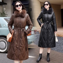 海宁真皮皮衣羽绒服女中长款冬装大码加厚羽绒服保暖外套显瘦皮草