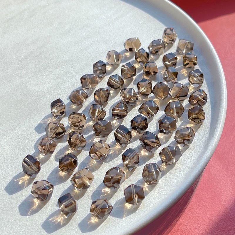 天然茶水晶diy饰品配件 单珠随行切面散珠子隔珠水晶饰品手串配珠|undefined