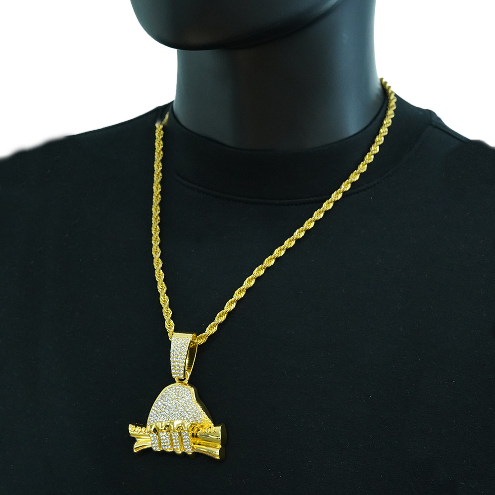 Nuevo cross-border Rich Forever con diamantes completos de mano colgante de dólar de moda hip hop hombre cadena cubana