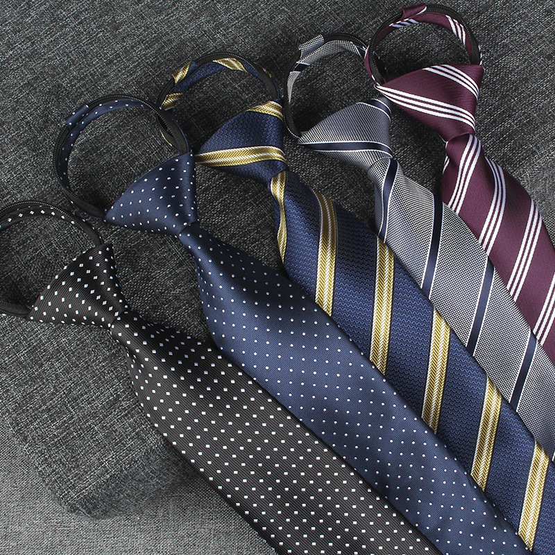 Abito da lavoro da uomo senza nodi, cerniera pigra da 8 cm, striscia blu da lavoro professionale facile da tirare, cravatta larga_voghion.com