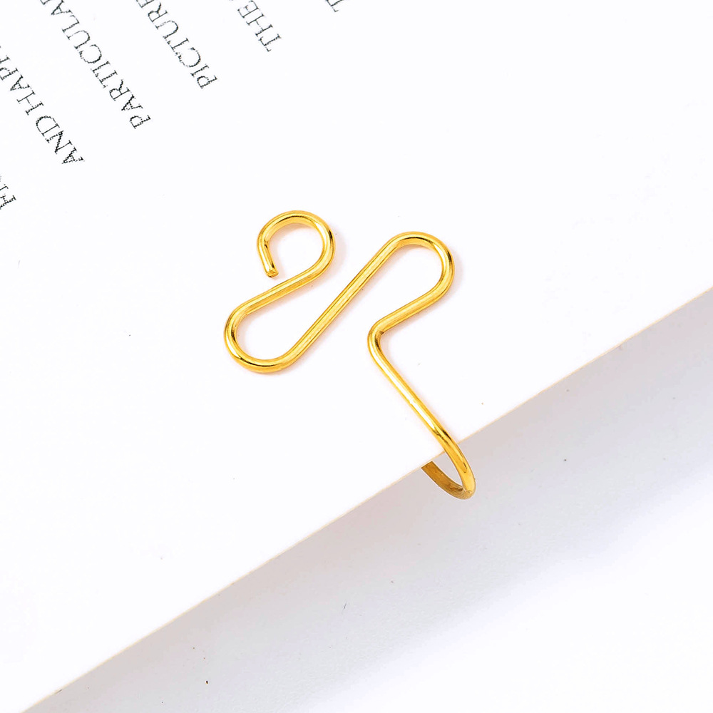 Fashion Golden Stainless Steel Exaggerated U-shaped Hand-circle Fake Nose Ring display picture 1