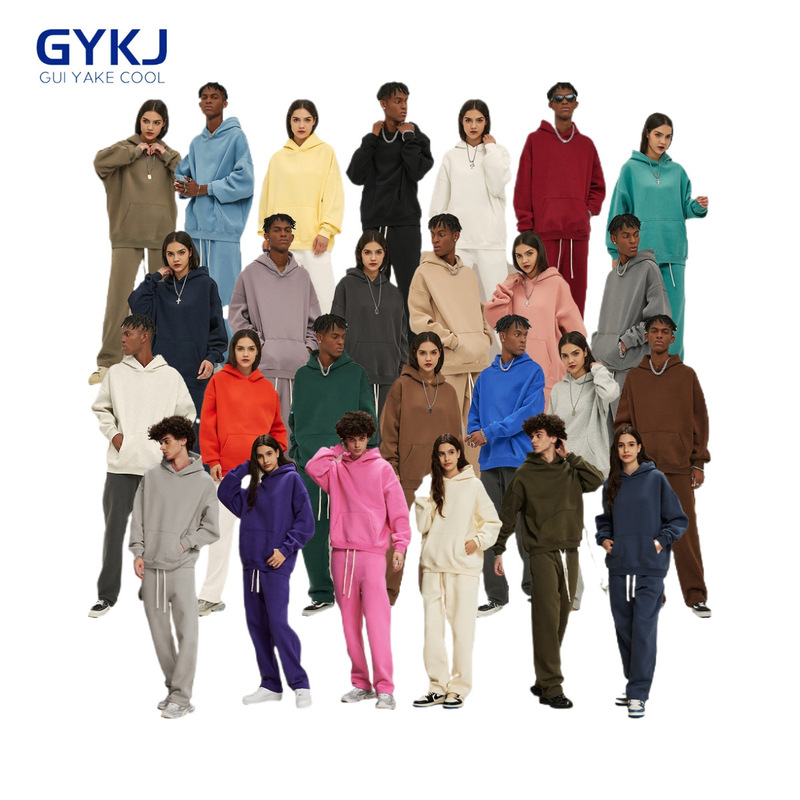 2026 Autumn and Winter New Loose-Fitting Fleece-Lined Trendy Brand Men's Hooded Sweatshirt and Pants Set 2026 Autumn and Winter New Loose-Fitting Fleece-Lined Trendy Brand Men's Hooded Sweatshirt and Pants Set