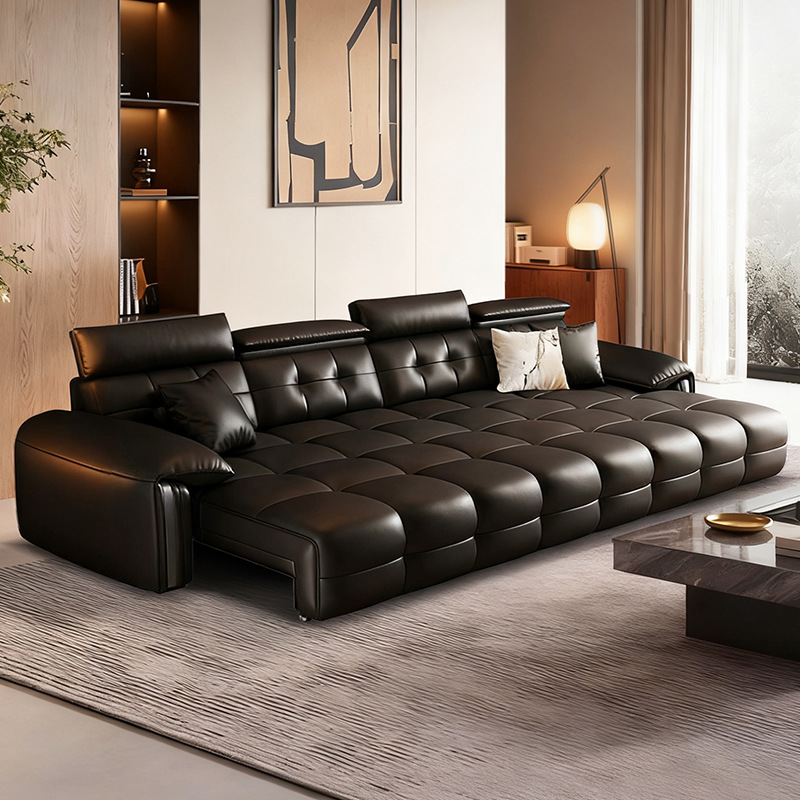 Italian Minimalist Lawrence Electric Sofa Bed Home Living Room First-Layer Cowhide Zero-Wall Adjustable Functional Sofa