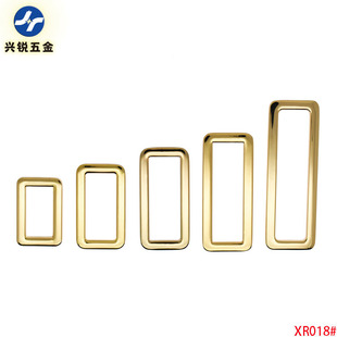 Factory wholesale luggage hardware rounded square buckle die-casting flat line zinc alloy lip buckle multi-size shoulder strap adjustment buckle