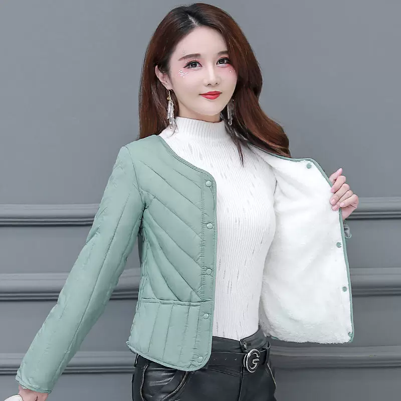 黁白 Warm short liner, demi-season keep warm down jacket, plus size