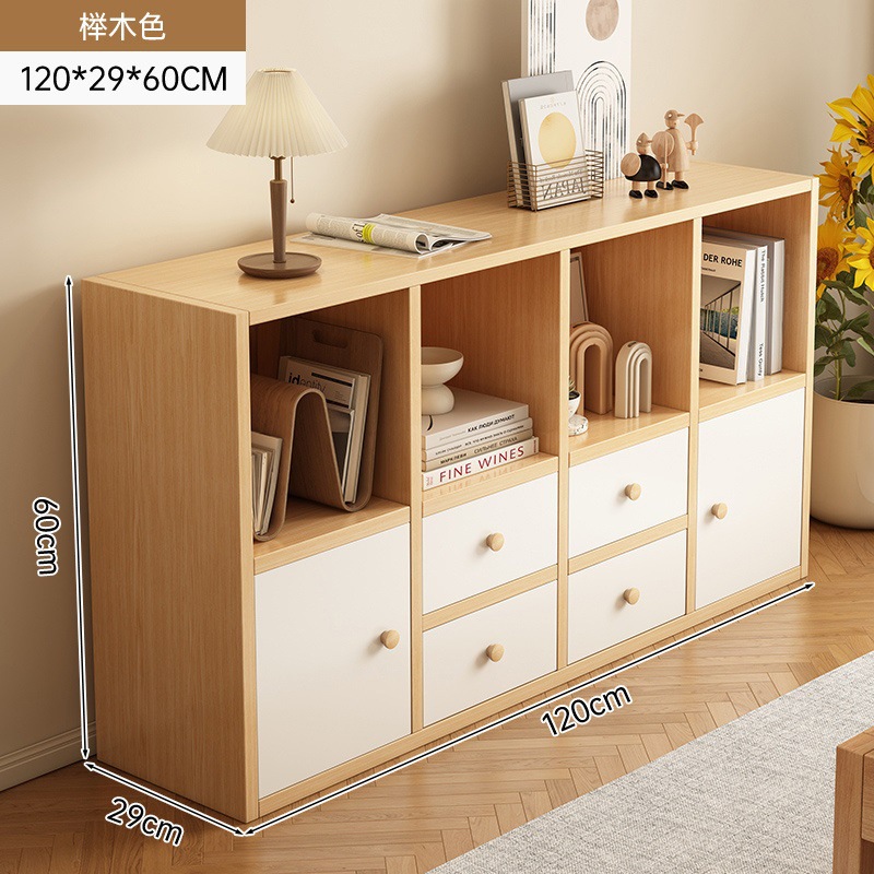 [서랍 4개, 문 2개, 수납칸 8개] 120*29*60cm 너도밤나무색