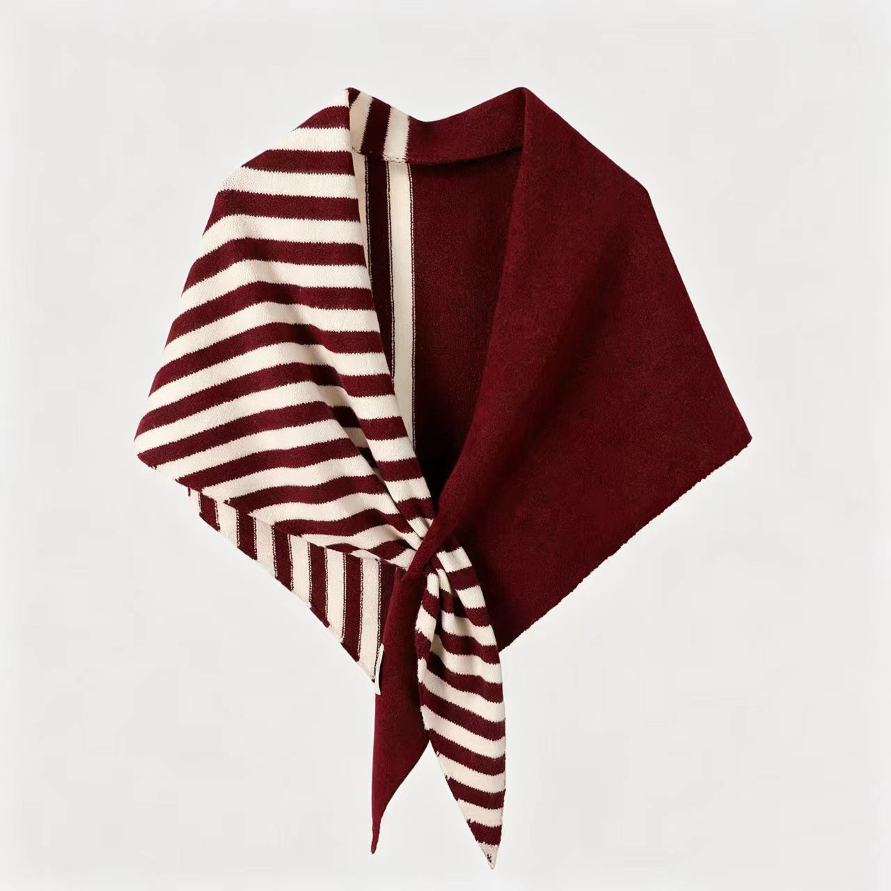 2026 new style wool blend color-block striped shawl, Korean-style knitted triangular scarf for women, perfect for layering in autumn and winter, warm and versatile