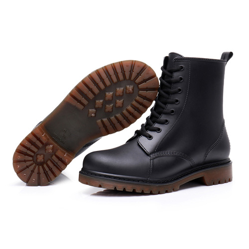 Korean style couple short booties with laces fashion Martin new rain boots for both sunny and rainy days, motorcycle water boots rubber shoes 