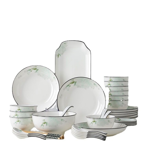 碗家用陶瓷碗全套碗碟套装饭碗简约吃饭欧式创意组合碗盘餐具套装