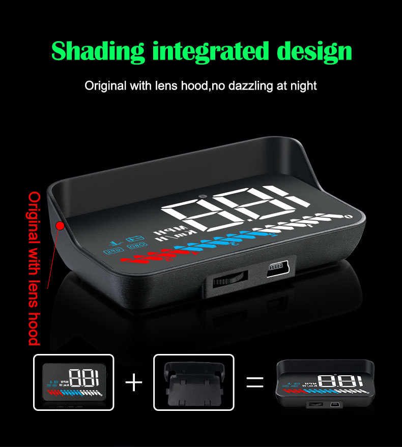 Cross-border best-selling car HUD head-up display OBD+GPS dual-system intelligent high-definition multifunctional on-board computer