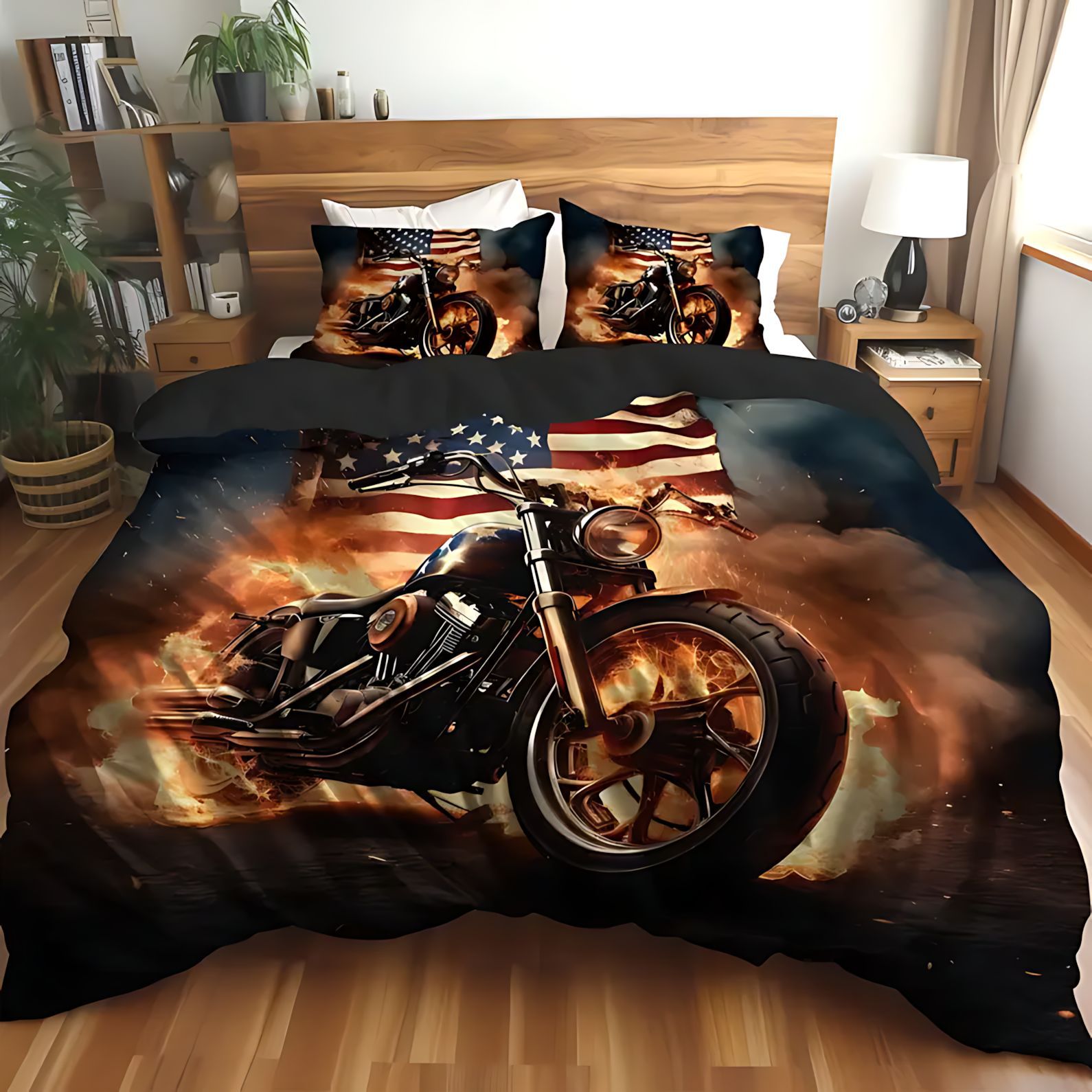 TEMU / JIT cross-border cool motocicleta impresión digital HD colcha suave colcha colcha