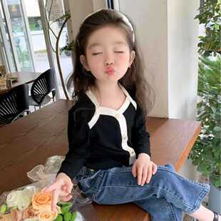 2024 New girls' bottoming shirt spring and summer parent-child clothes Western style fashionable Chanel style long sleeve girls' children's clothing