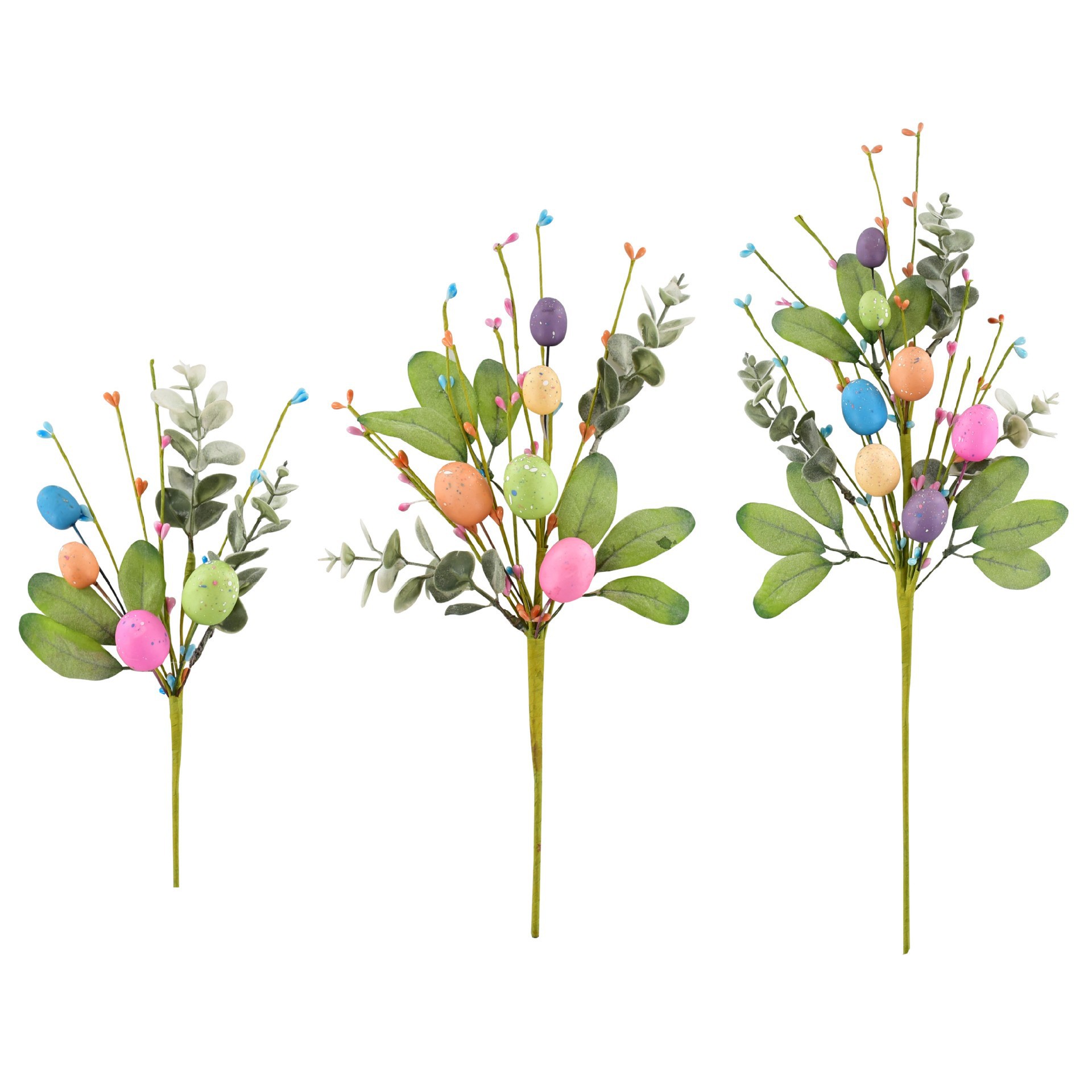 跨境新品仿真彩蛋尤加利叶装饰复活节绿植节庆装饰亚马逊热销花束
