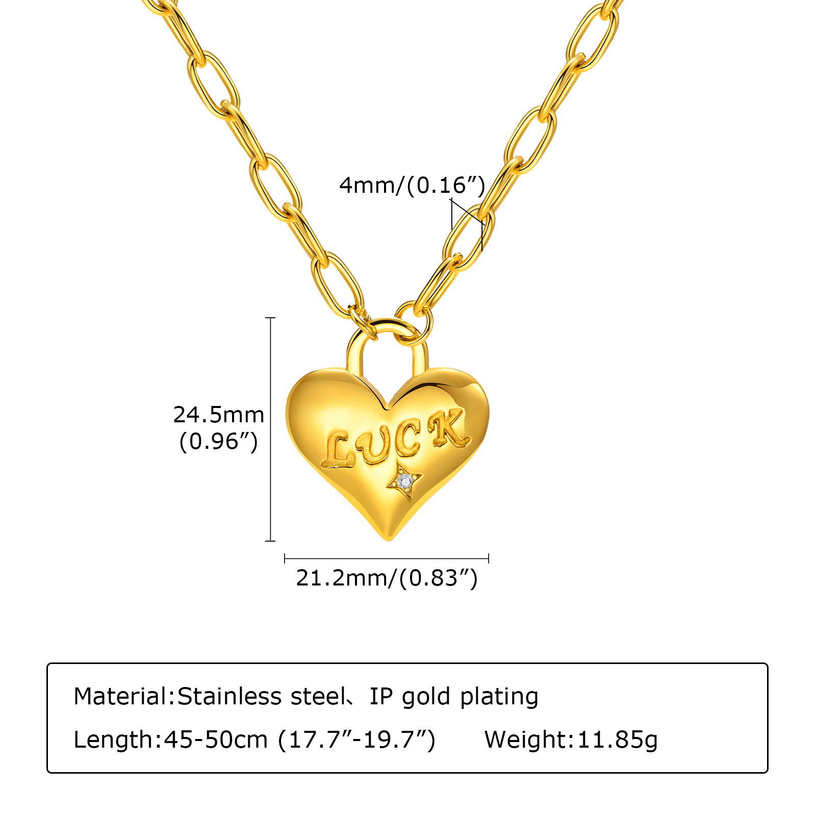 6g Weight 0.03µm Gold Plating Thickness Electroplated Gold Plating Process 18K Real Gold Plated Plating Material 201 Stainless Steel Pendant Material Necklace Classification 201 Stainless Steel Chain Material Paperclip Chain, cable chain Chain Type 1 Piece Quantity Daily Occasion 201 Stainless Steel Material Heart Shape Pattern Women's Gender Simple Style Style Inlay Craft Wholesale Jewelry Simple Style Heart Shape 201 Stainless Steel 304 Stainless Steel 316 Stainless Steel Zircon Inlay Locket Necklace 10