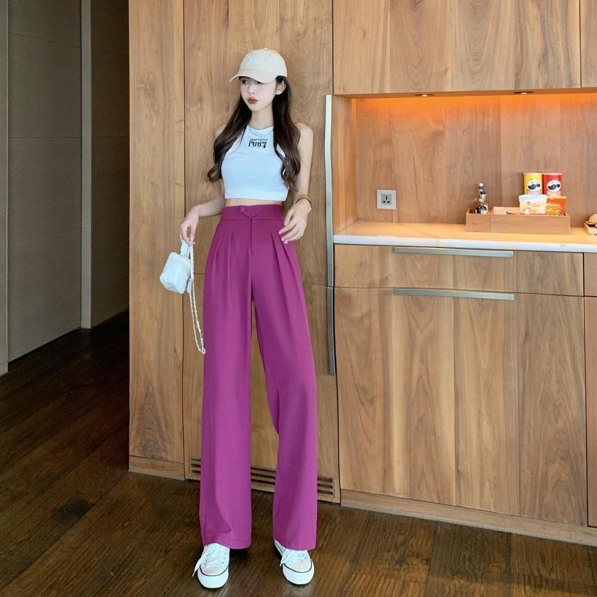 High Waist Waist Line Women's Office Daily Business Solid Color Full Length Dress Pants