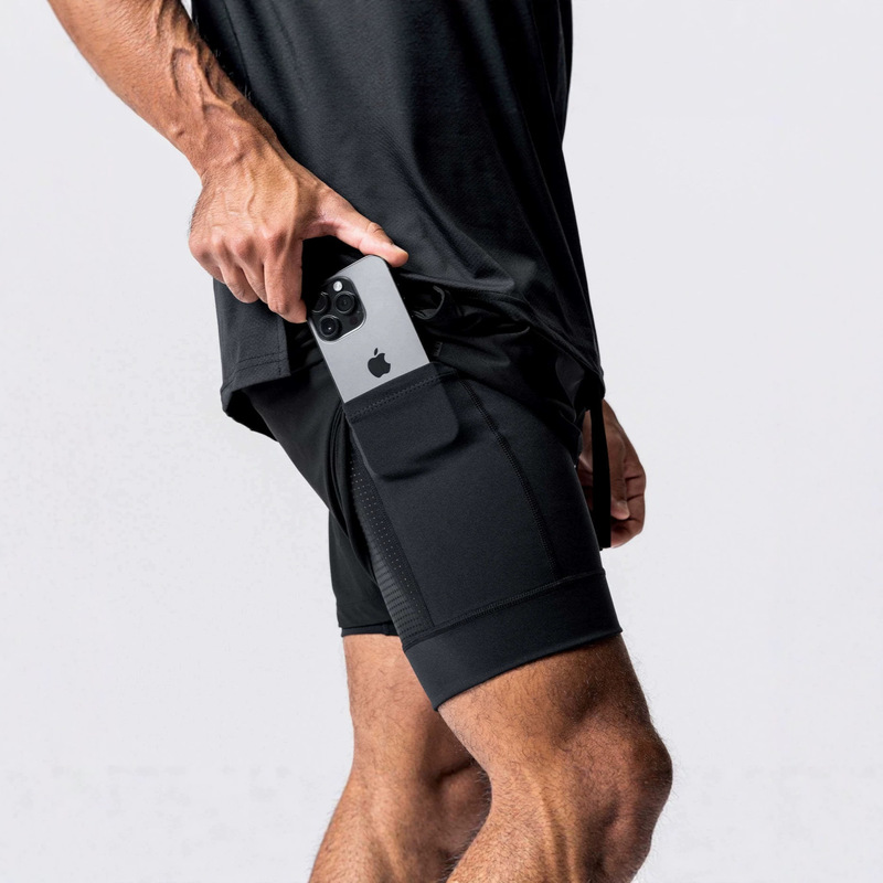 Cross-Border Fitness Sports Shorts Men's Nylon Running Muscle Training Elastic Quick-Drying American-Style Double-Layer Basketball Shorts Summer Cross-Border Fitness Sports Shorts Men's Nylon Running Muscle Training Elastic Quick-Drying American-Style Double-Layer Basketball Shorts Summer