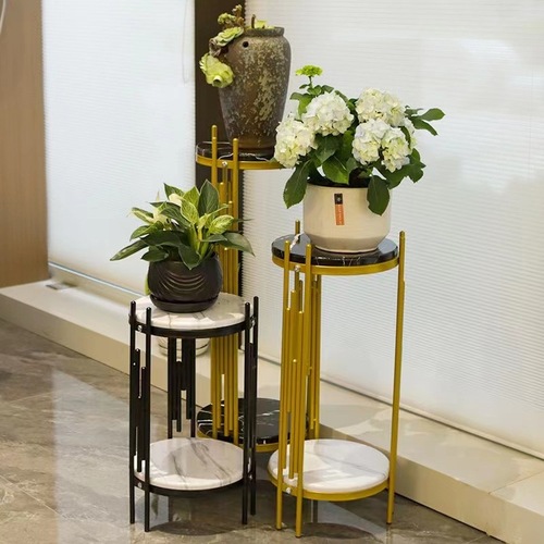 Gold Nordic Light Luxury Flower Stand Wedding Decor Train Metal Art Living Room Shelf Creative Sofa Side Table