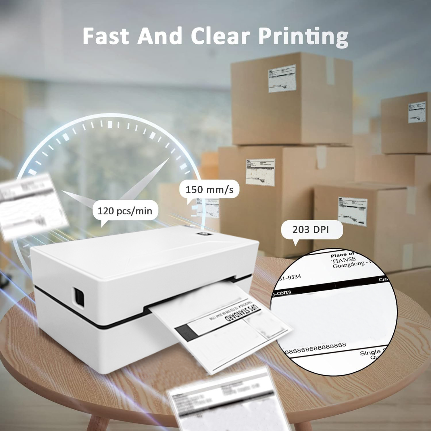 4x6 Bluetooth Thermal Printer for Round&Rectangular Stickers