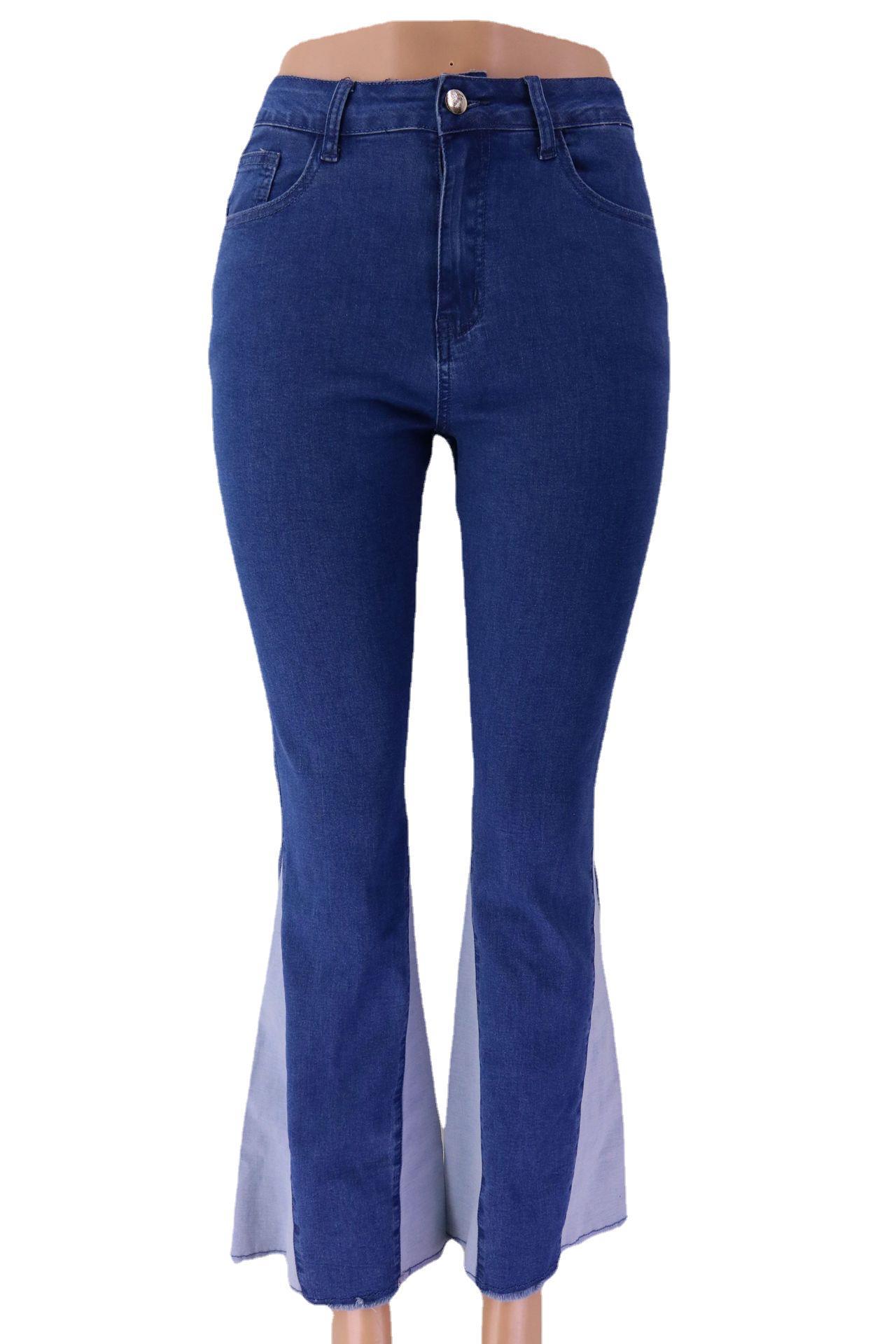 New Summer 2022 Elastic Wide Leg Combination Denim Jeans_voghion.com