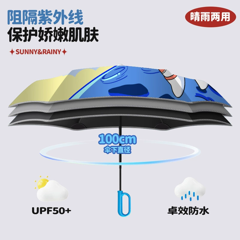 Cartoon safe retroreflective umbrella for elementary school students, UV protection