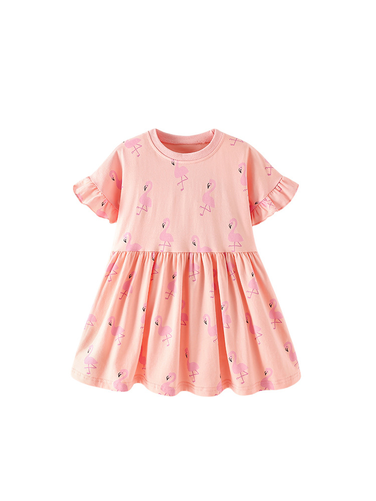 Cross-border malwee verano vestido de impresión casual para niños confortable y transpirable ropa de niñas de 3 a 8 años de edad falda de niña