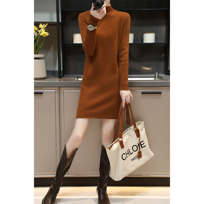 Demi-season cashmere long skirt