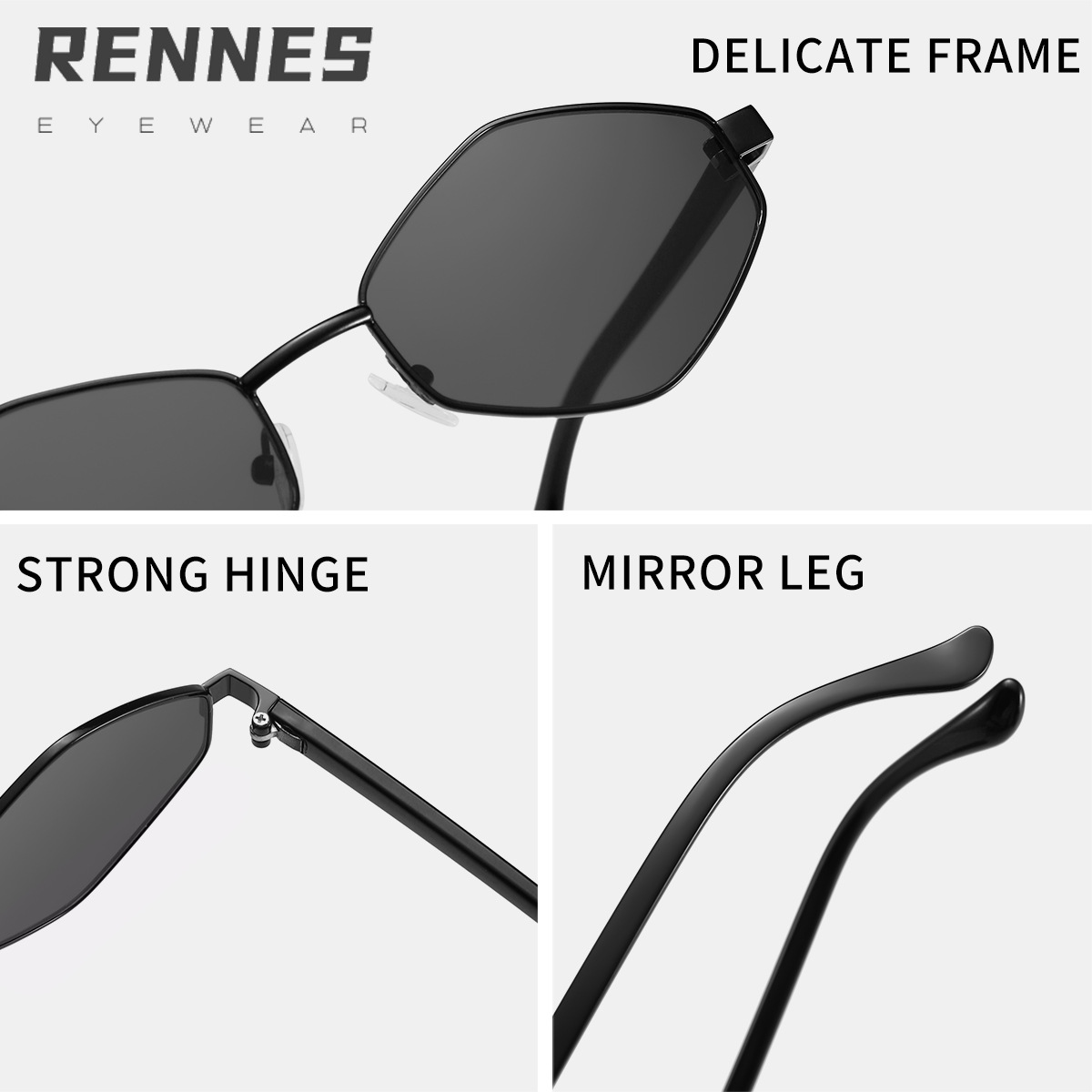 2024 Nuevas gafas de sol de montura pequeña en forma de diamante modernas transfronterizas Gafas de sol para exteriores esenciales