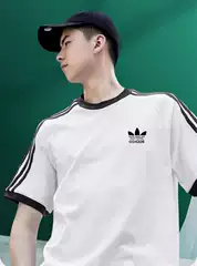Cross-border Crewneck Short-sleeved T-shirt Clover Basic Men's and Women's Couple Top Half-sleeved Summer Cotton Three-striped