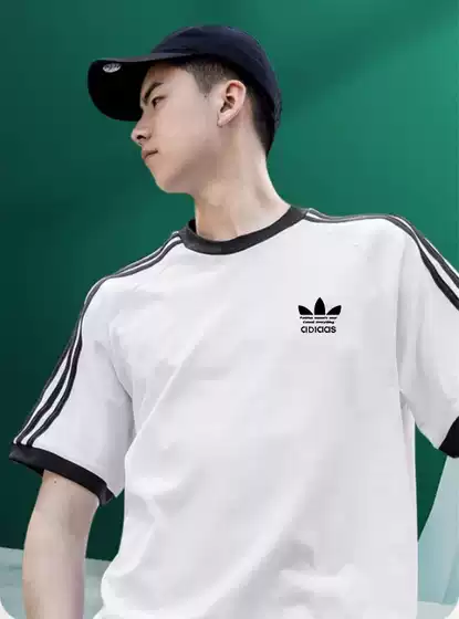 Cross-border Crewneck Short-sleeved T-shirt Clover Basic Men's and Women's Couple Top Half-sleeved Summer Cotton Three-striped