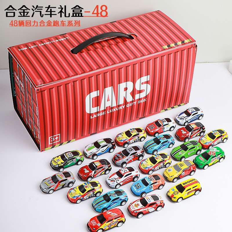 Mini aleación de chapa de hierro coche rally conjunto de contenedor para niños juguetes de deslizamiento modelo de carreras
