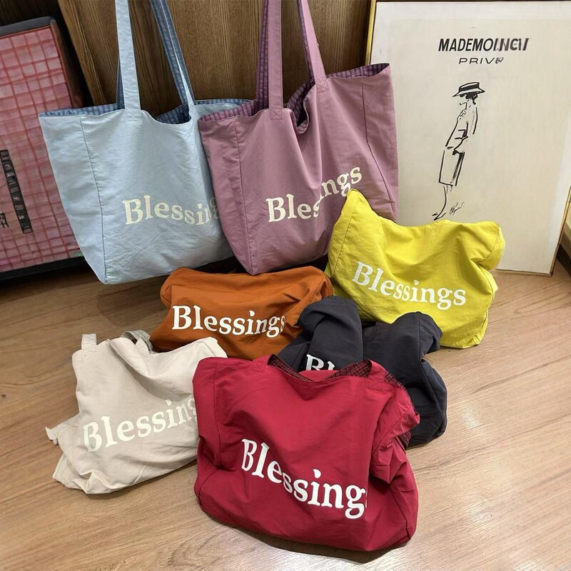 Buqle Has Korean Single-Shoulder Bags, Double-Sided Lettered Cloth Bags, 2026 Spring New Large-Capacity Tote Bags for Women Buqle Has Korean Single-Shoulder Bags, Double-Sided Lettered Cloth Bags, 2026 Spring New Large-Capacity Tote Bags for Women