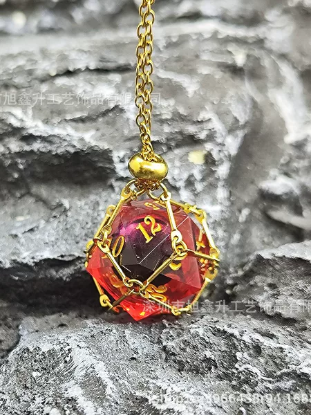 D20 Resin Dice Pendant DND Dungeons & Dragons Metal Dice Necklace Csuru Running Group Polyhedron Ches