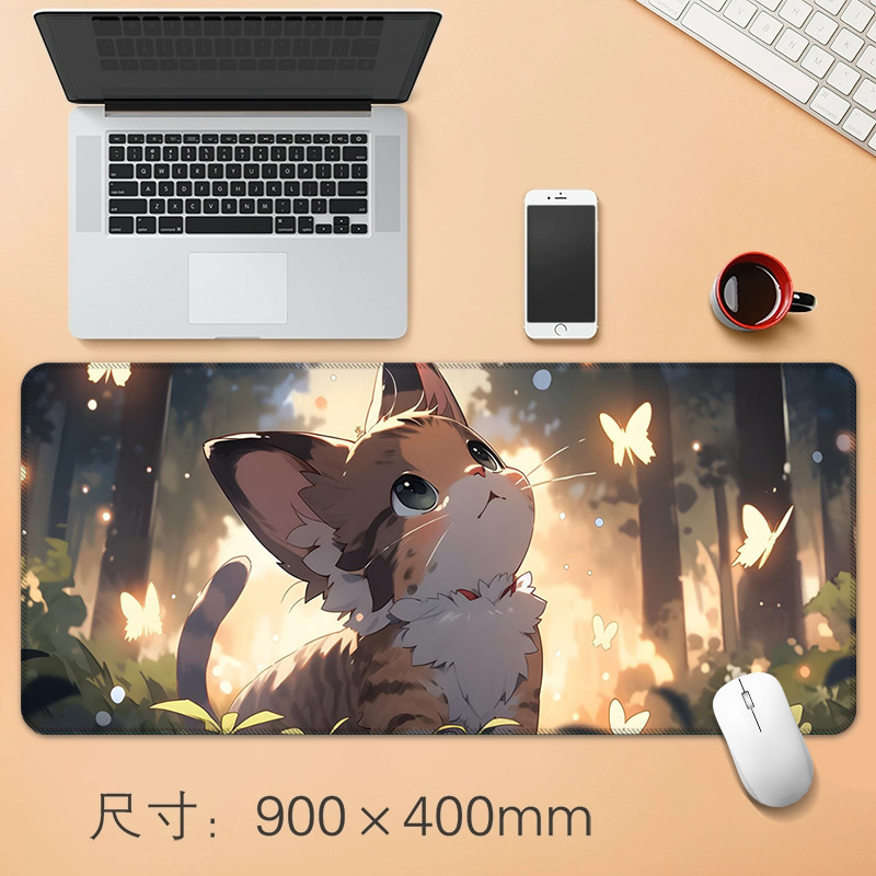 源头工厂直销大号鼠标垫创意动漫小猫办公桌垫防滑精密锁边鼠标垫|undefined